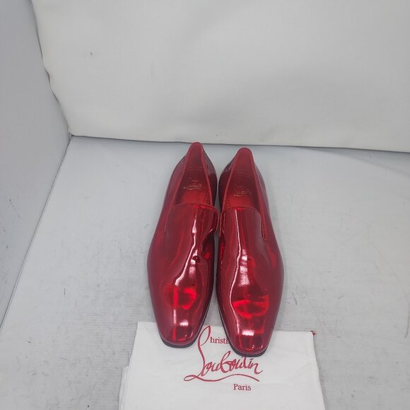 Christian Louboutin MENS Dandelion Red Patent Loafer Shoe